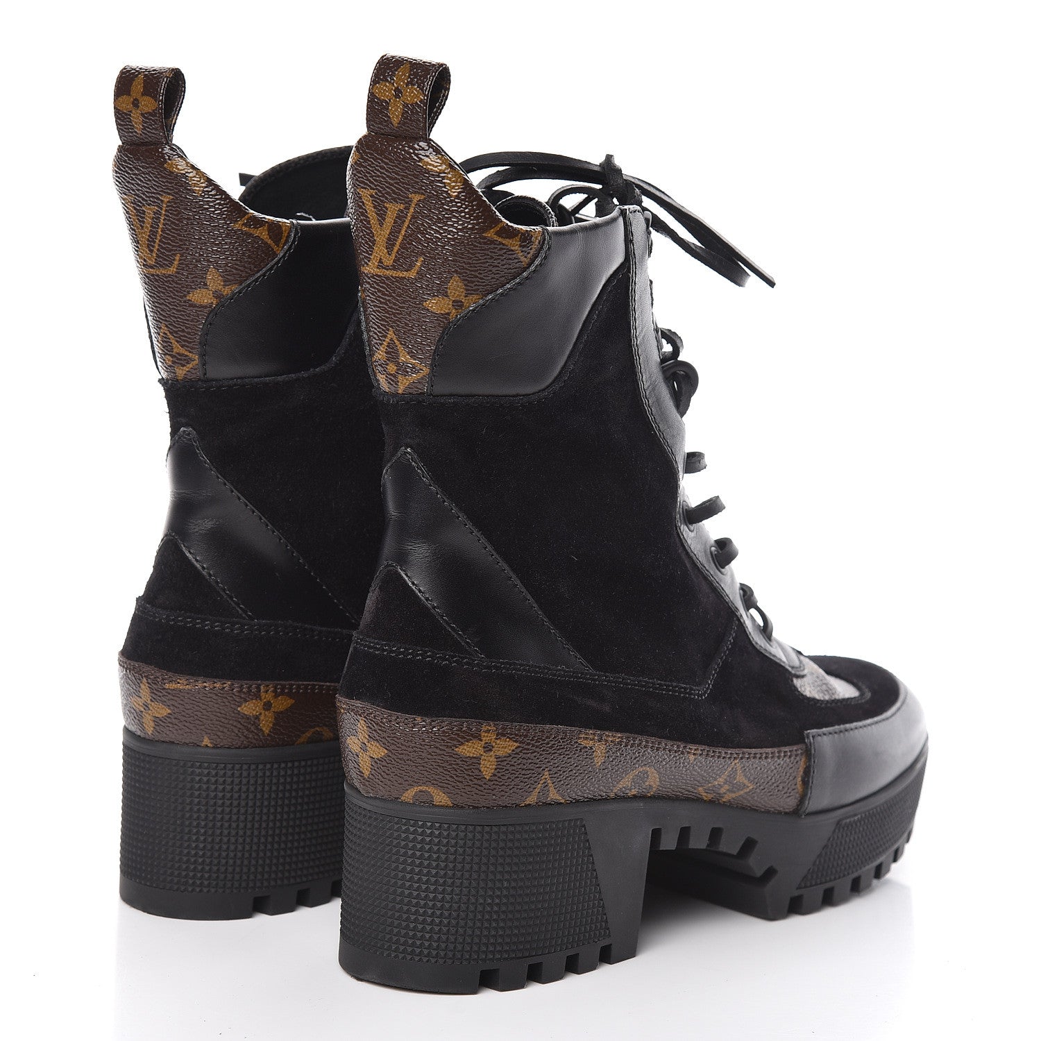 Louis Vuitton Suede Calfskin Monogram Laureate Platform Desert Boots 40 Black 4 of 9