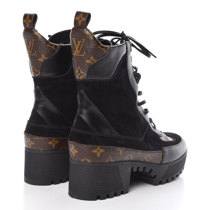 Louis Vuitton Suede Calfskin Monogram Laureate Platform Desert Boots 40 Black 4 of 9