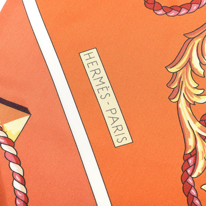 Hermes Silk Les Cles Maxi Twilly Cut Corail Orange Rouge 2 of 4