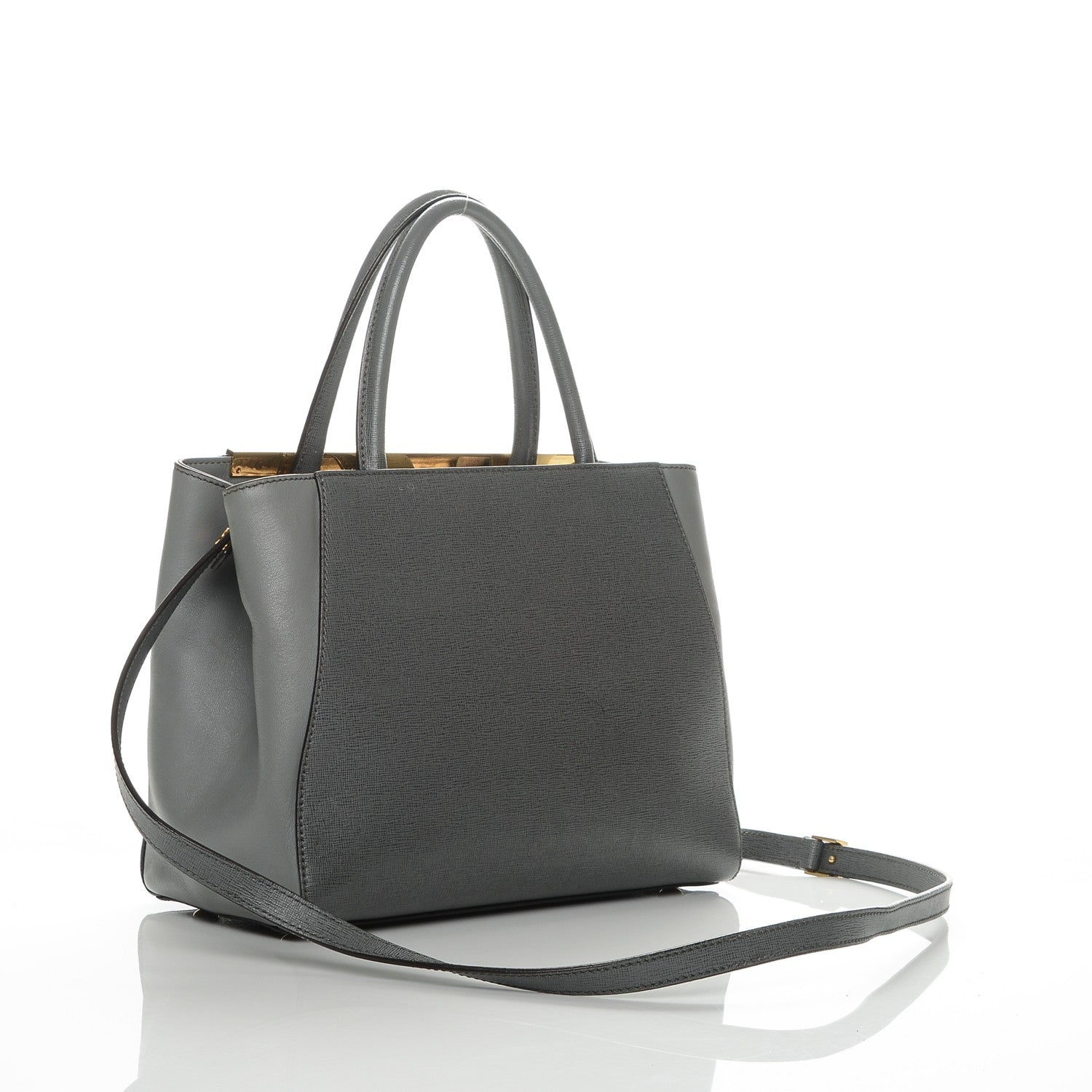 Fendi Vitello Elite Petite 2Jours Tote Grigio Grigio Chiaro 3 of 6