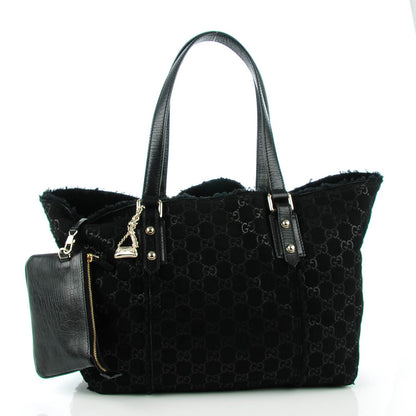 Gucci Suede Shearling Guccissima Jolicoeur Tote Black 5 of 8