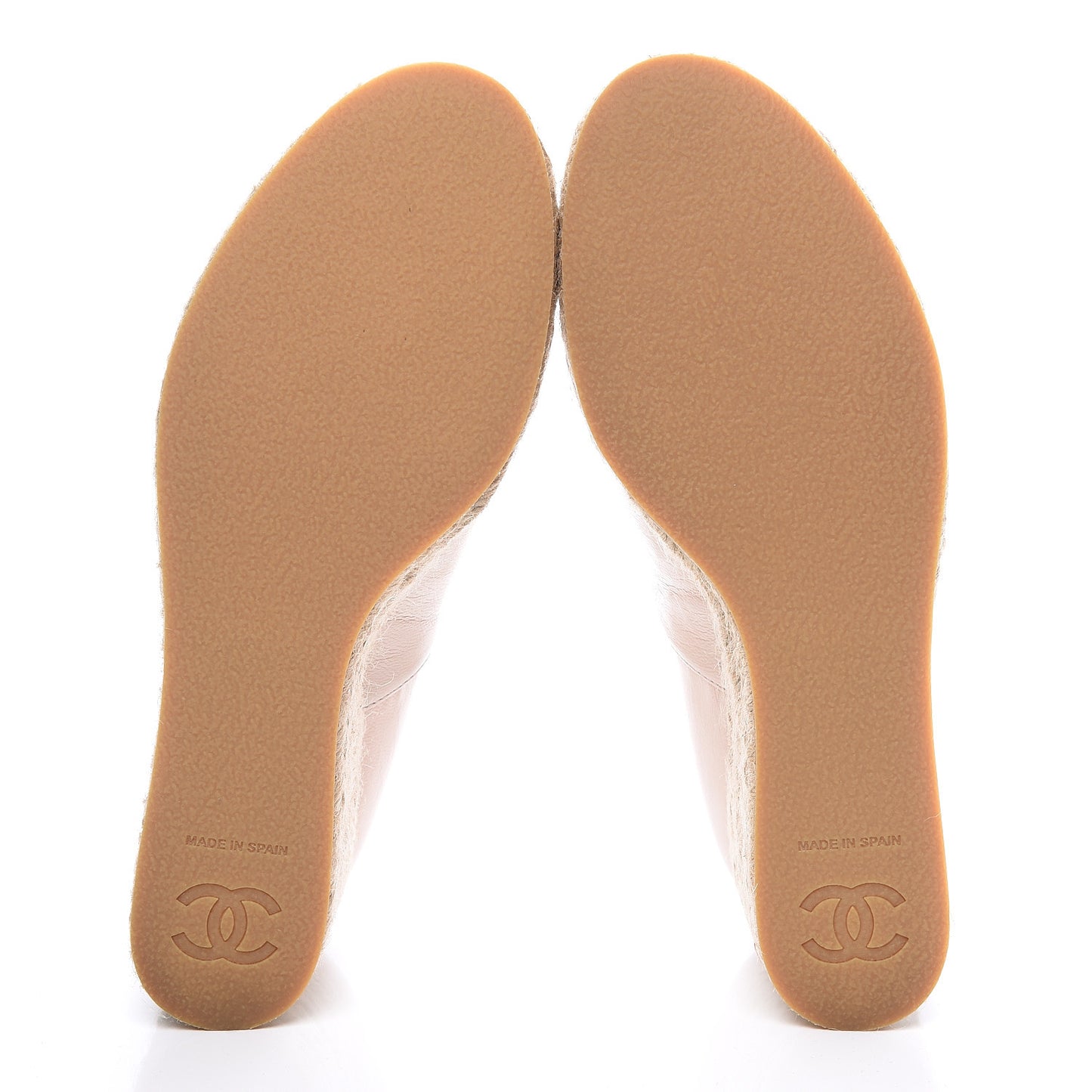 Lambskin Suede CC Espadrille Wedges 41 Beige Black
