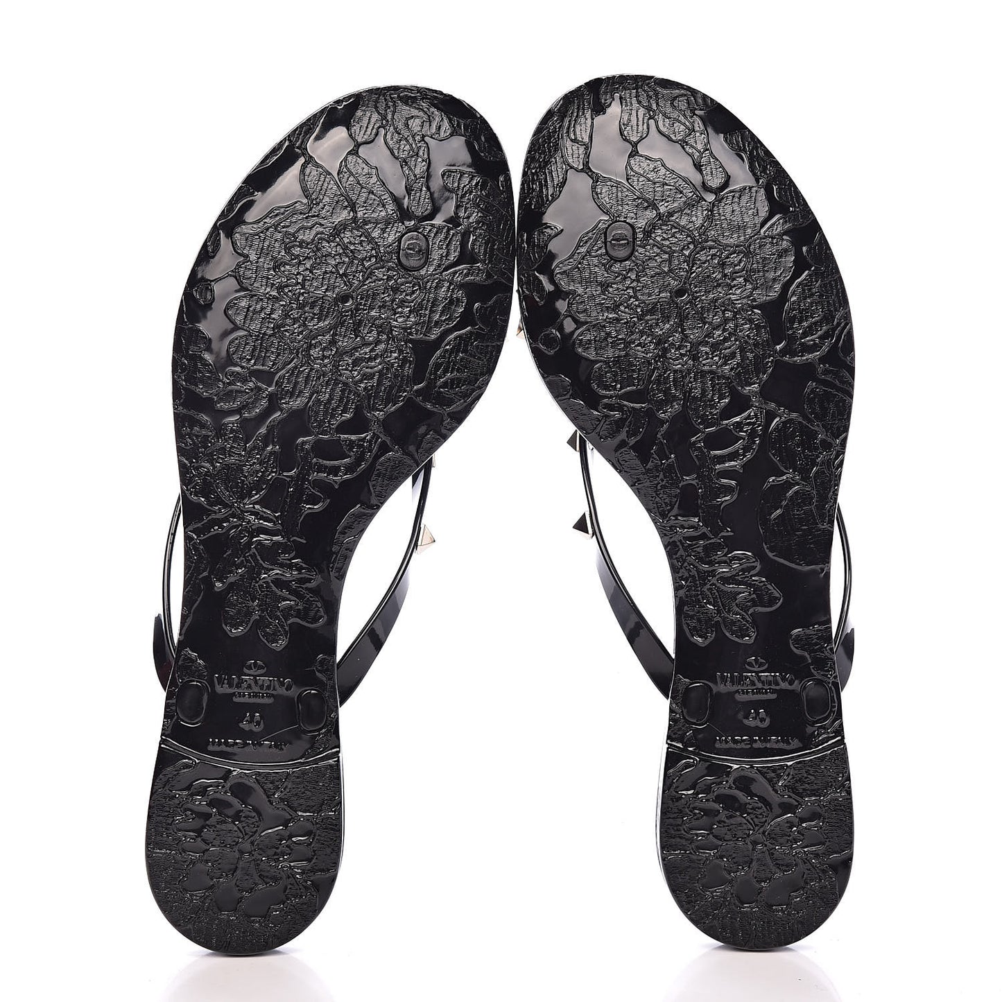 PVC Jelly Rockstud Bow Thong Sandals 40 Black