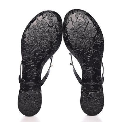 Valentino Garavani PVC Jelly Rockstud Bow Thong Sandals 40 Black 5 of 9