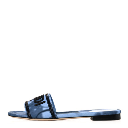 Fendi Canvas Floral Print Logo Flat Slide Sandals 38.5 Sagittarius Black 1 of 8