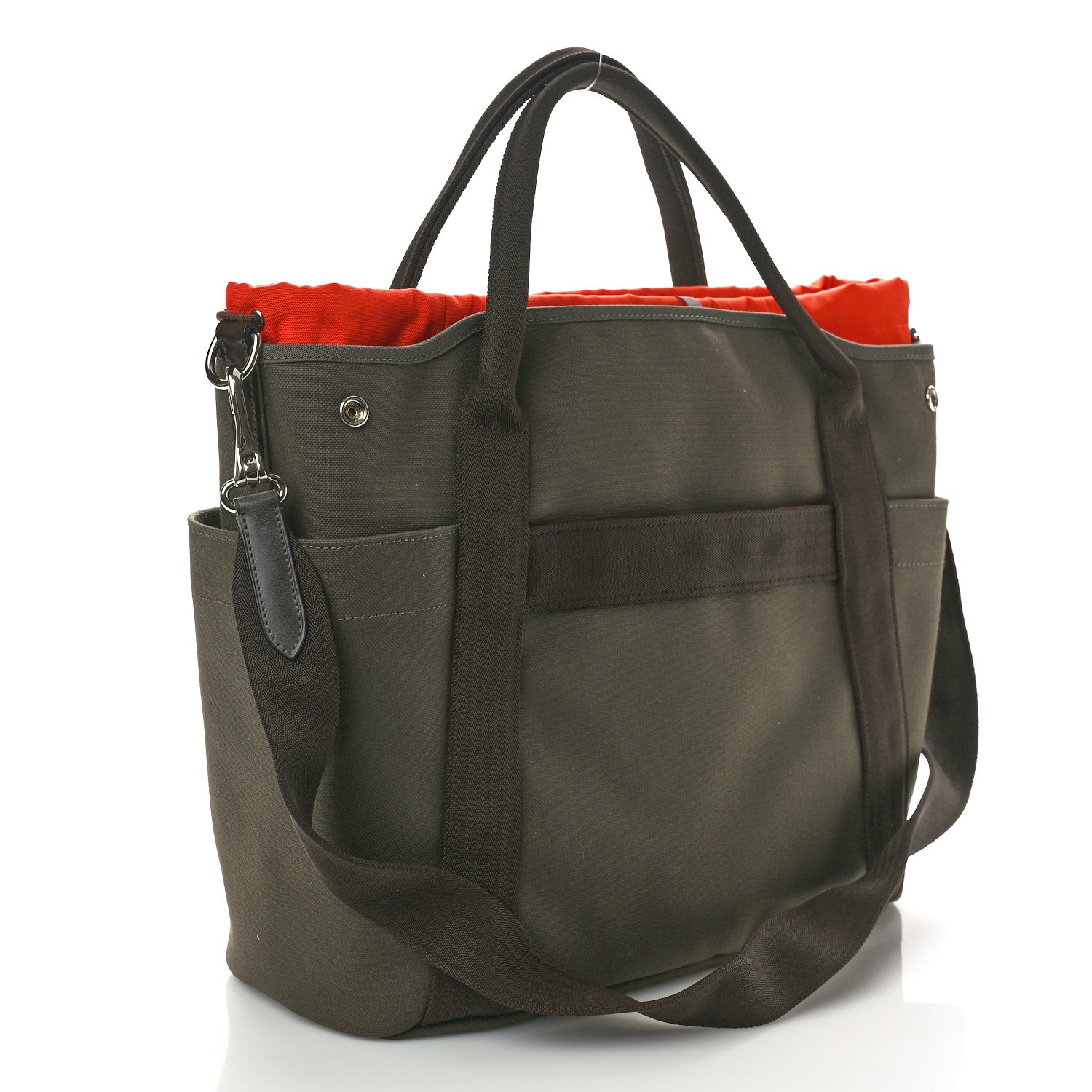 Hermes Toile Sac De Pansage Groom Kaki Feu 4 of 12