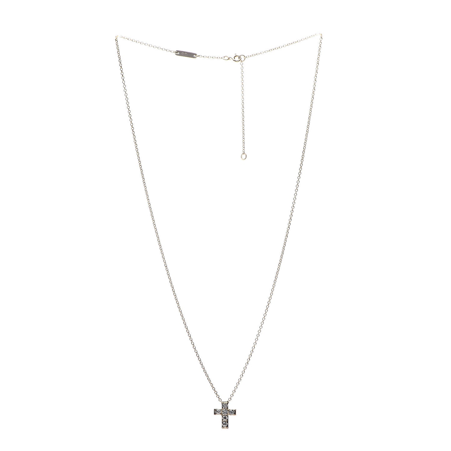18K Yellow Gold Diamond Cross Pendant Necklace