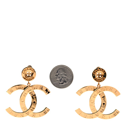 Chanel Metal Large Paris Button Earrings Gold 2 of 3