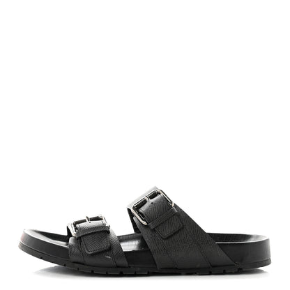 Louis Vuitton Taiga Monogram Men Eastside Mule Sandals 7 Black 1 of 9