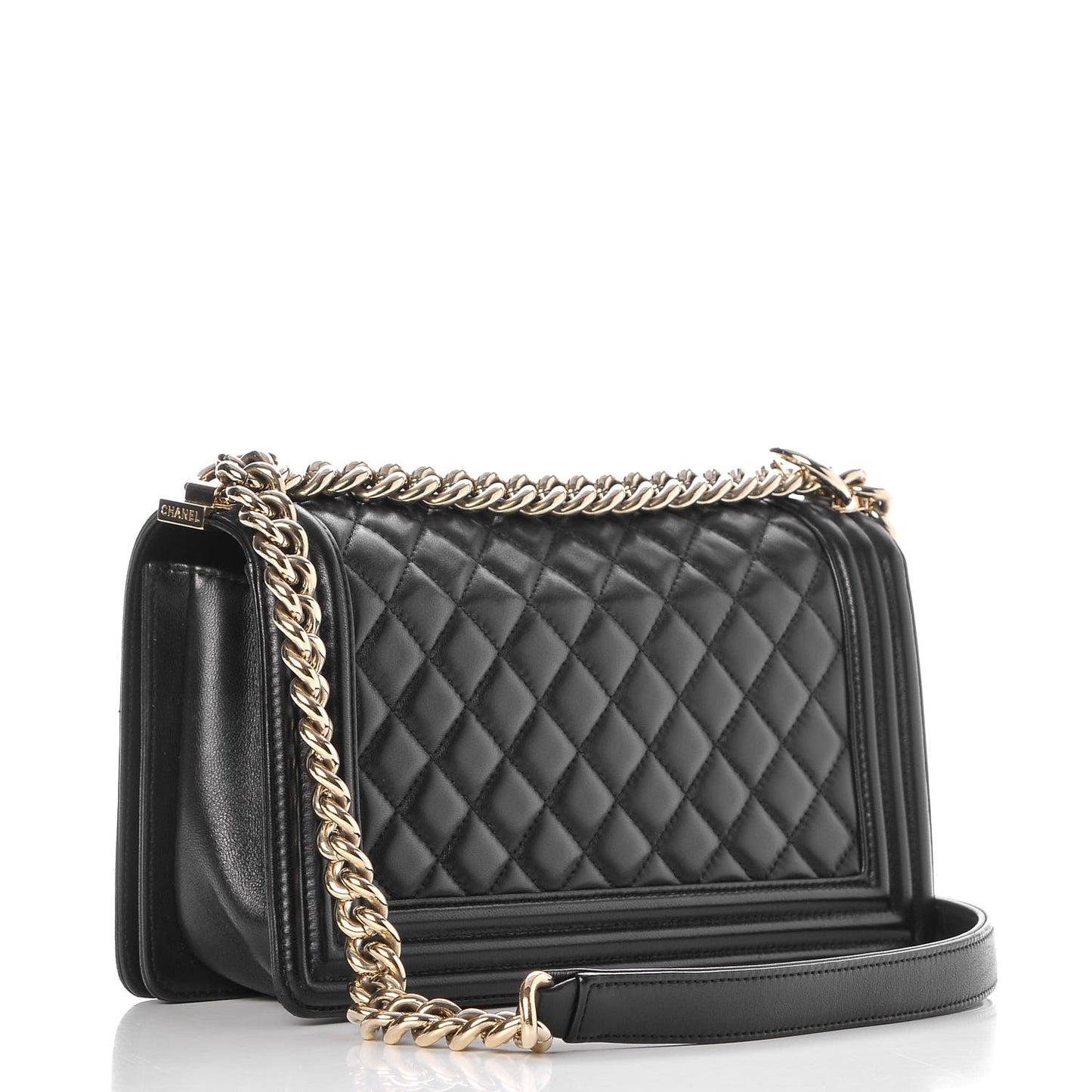 Lambskin Quilted Medium Boy Flap Black