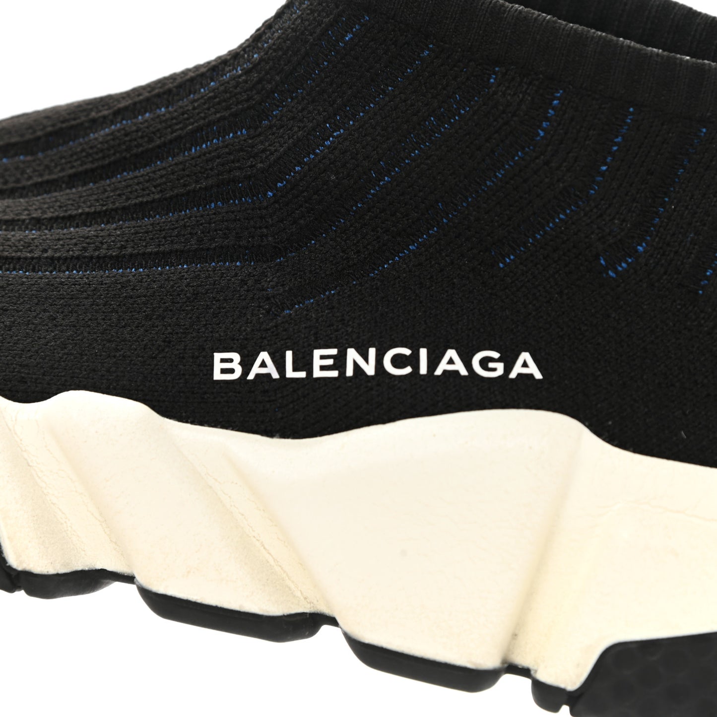 Ribbed Effect Knit Hi Speed Sneakers 35 Black Bleu