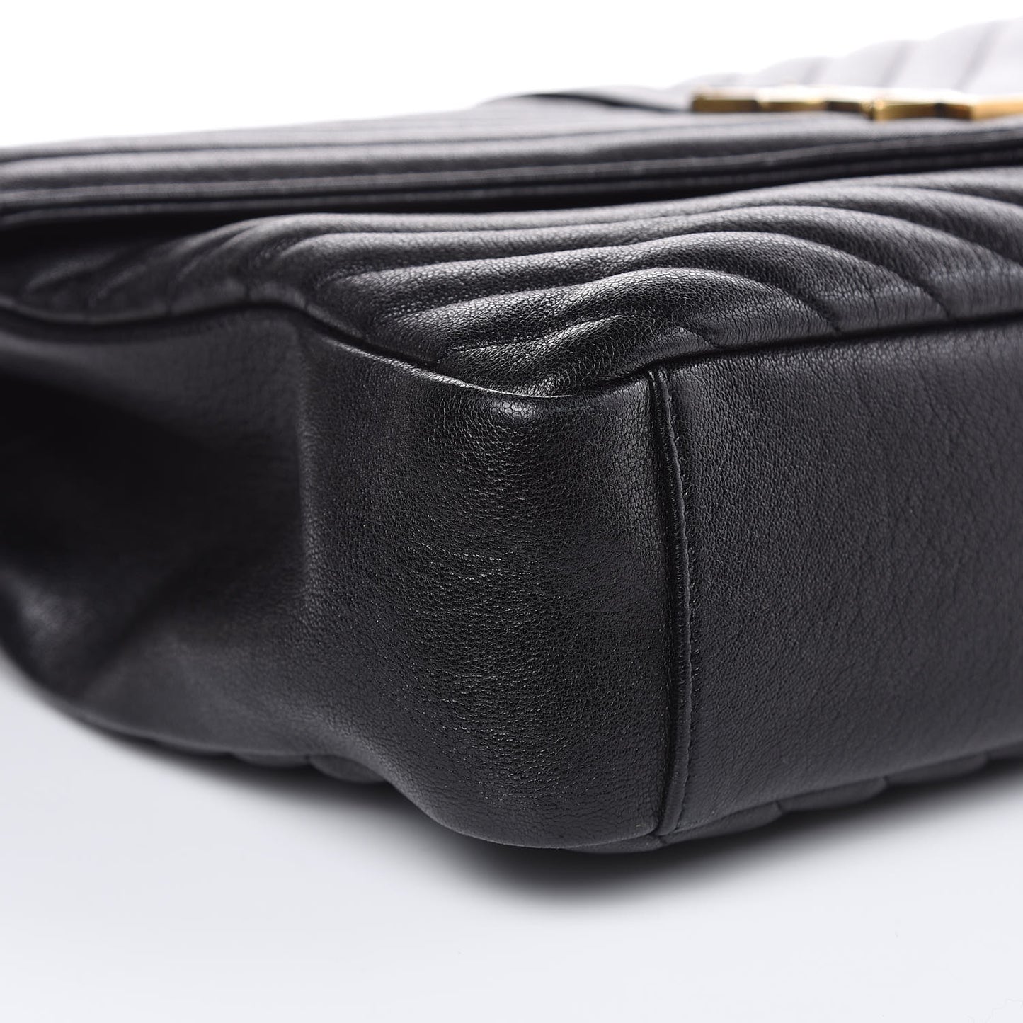 Sheepskin Matelasse Chevron Monogram Large College Satchel Black