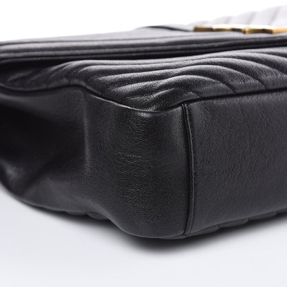 Saint Laurent Sheepskin Matelasse Chevron Monogram Large College Satchel Black 8 of 12