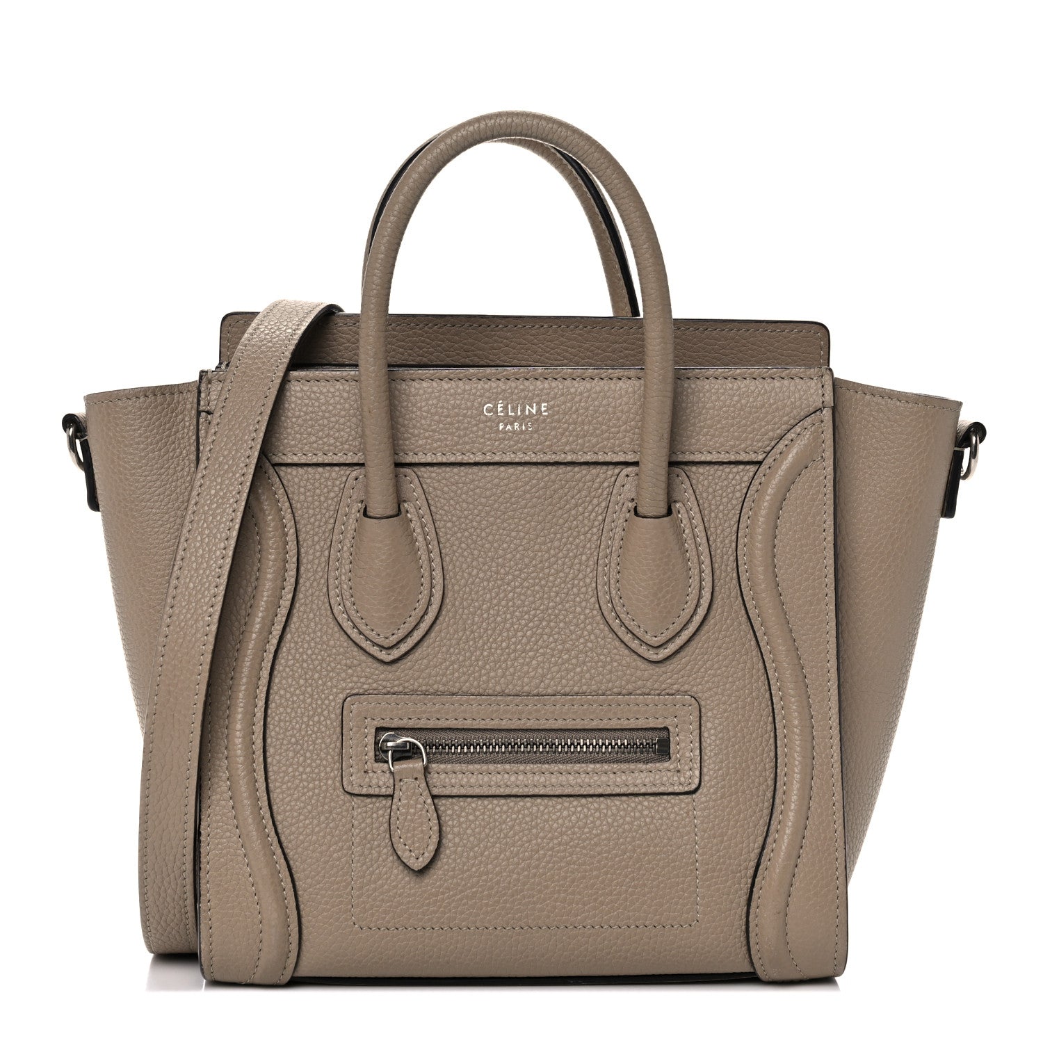 Celine Drummed Calfskin Nano Luggage Dune 1 of 19