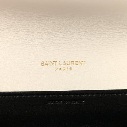 Saint Laurent Calfskin Crocodile Embossed Monogram Uptown Chain Wallet Crema Soft 7 of 14