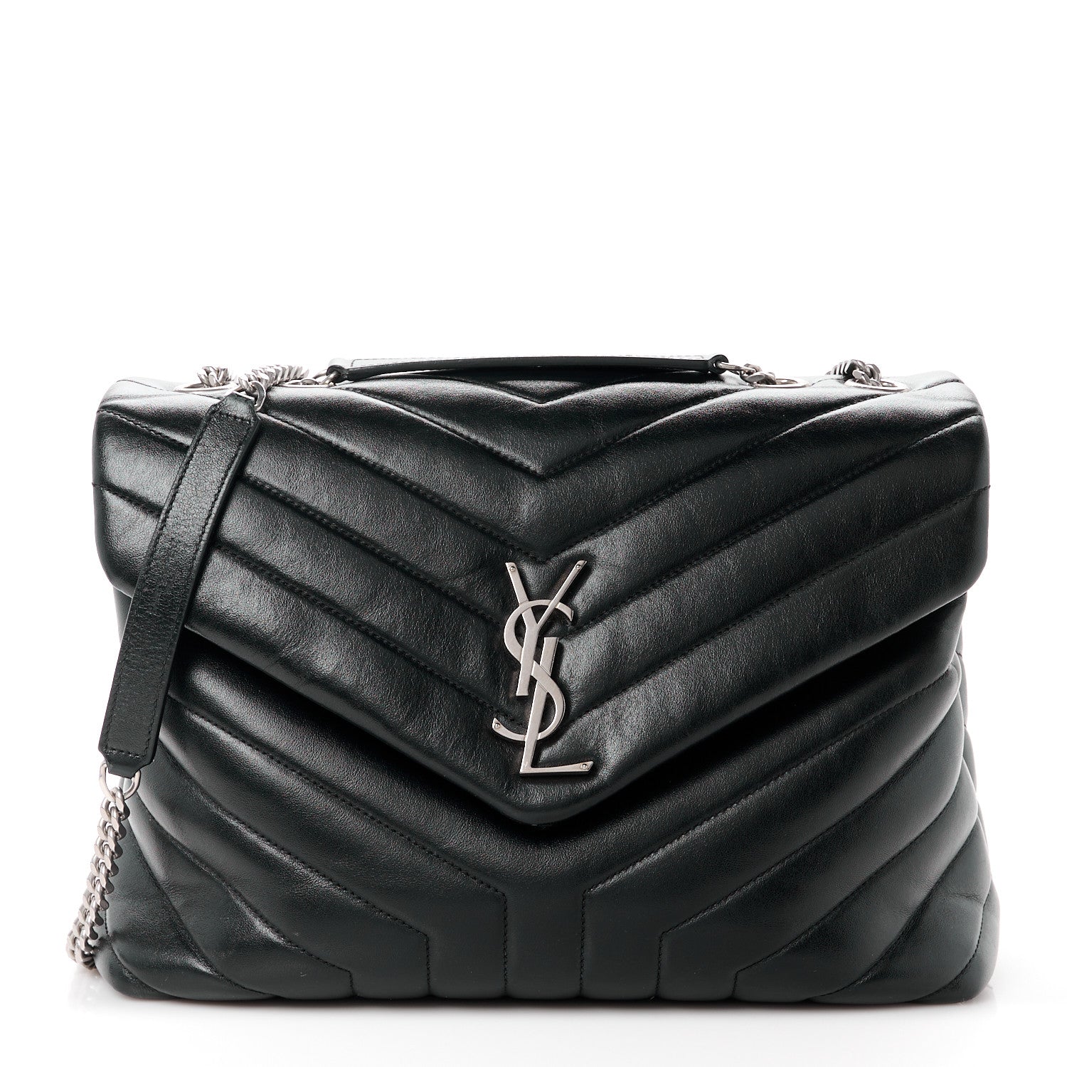 Saint Laurent Calfskin Y Quilted Monogram Medium Loulou Chain Satchel Black 1 of 13