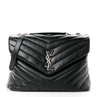 Saint Laurent Calfskin Y Quilted Monogram Medium Loulou Chain Satchel Black 1 of 13