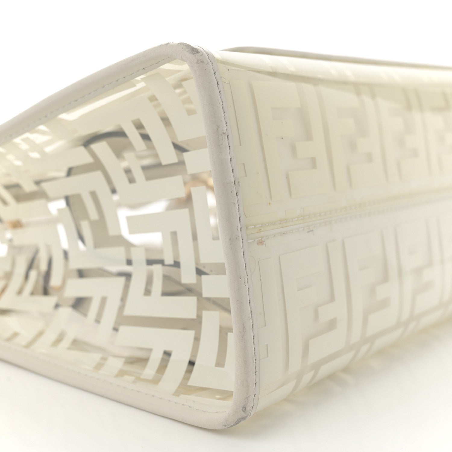 Fendi TPU FF Vitello Century Plexiglass Small Runaway Shopper Tote White 9 of 16