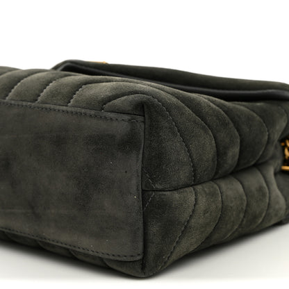 Saint Laurent Suede Calfskin Y Quilted Monogram Small Loulou Chain Satchel Storm 10 of 10