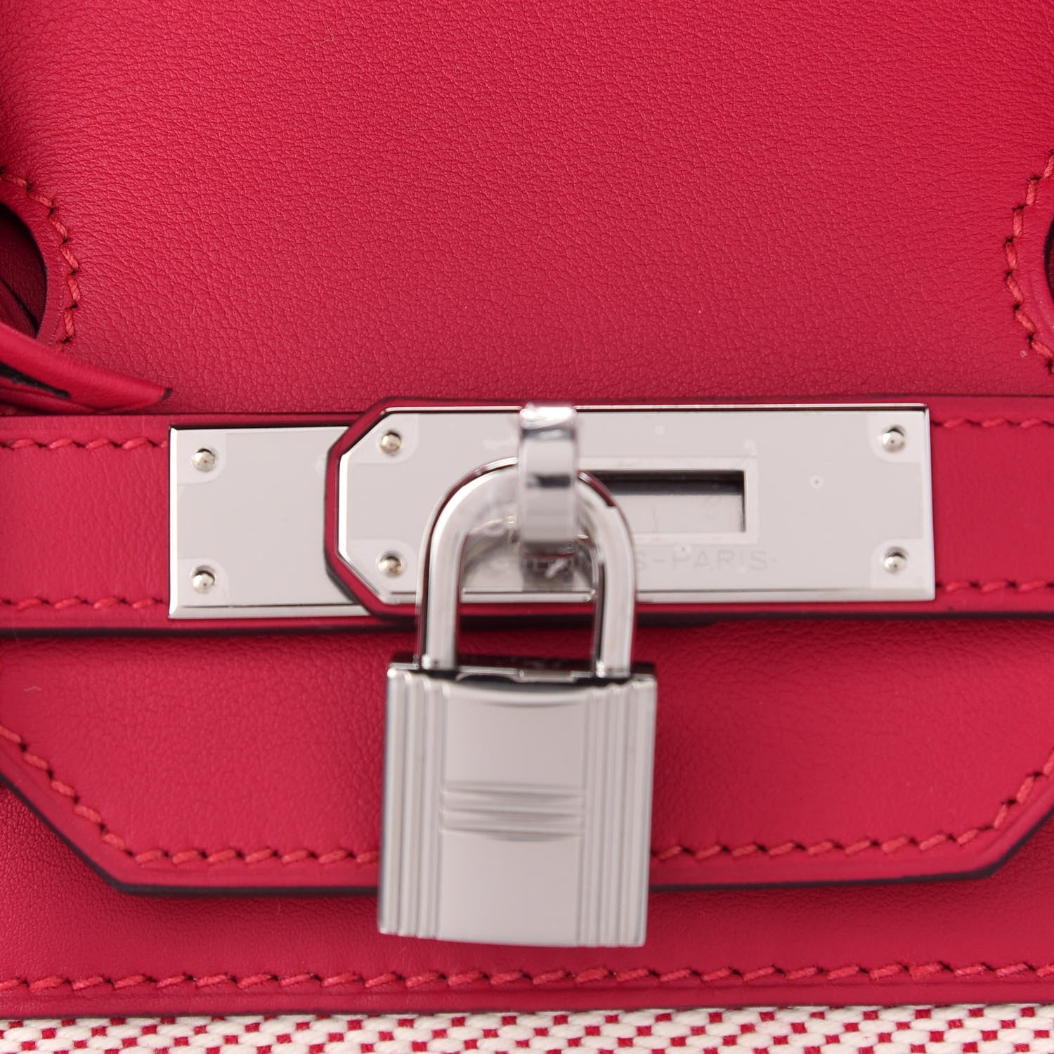 Hermes Swift Twill H Fray Fray Birkin 35 Framboise Ecru 8 of 10