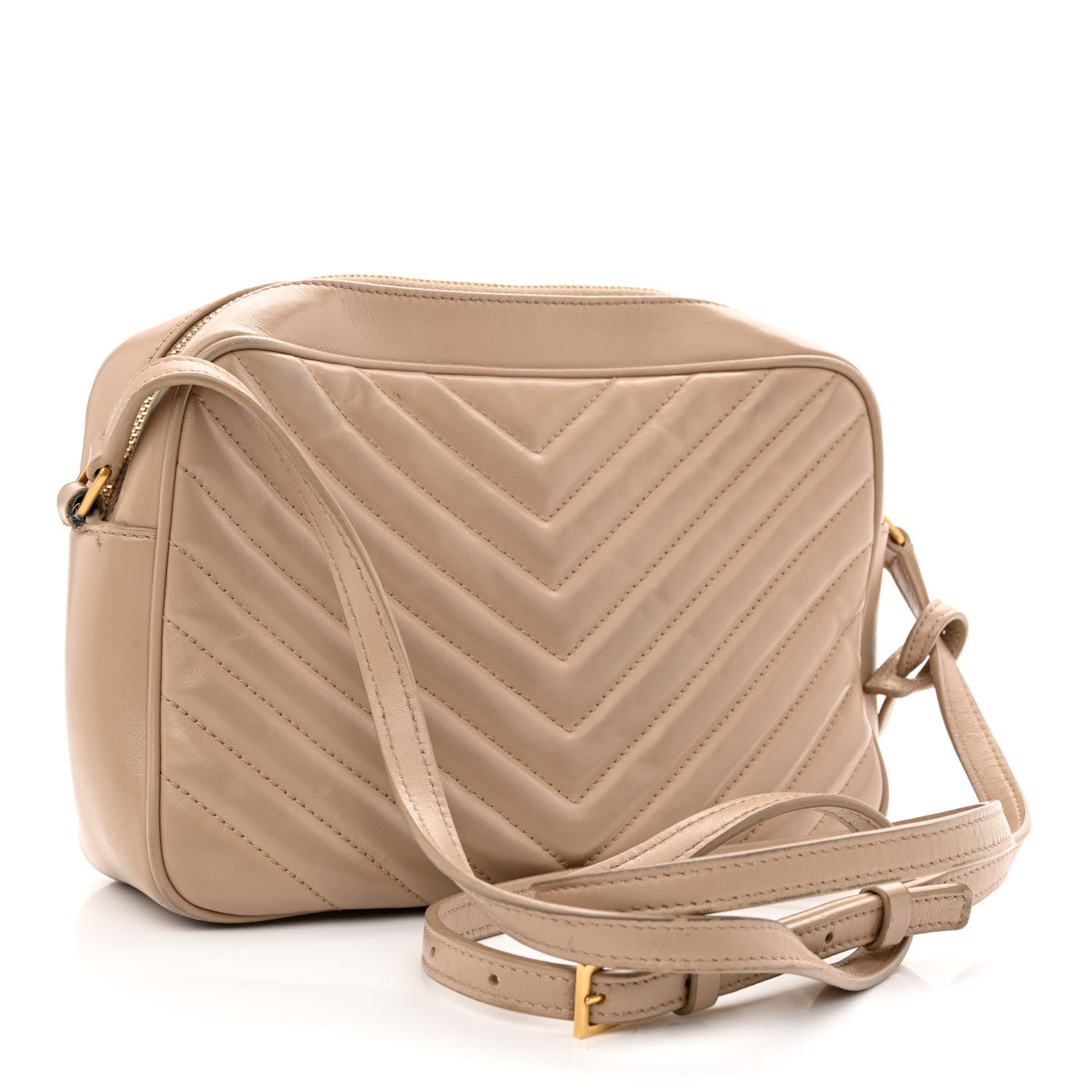 Saint Laurent Calfskin Matelasse Monogram Lou Camera Bag Dark Beige 3 of 15