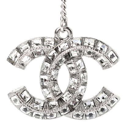 Chanel Baguette Crystal CC Drop Earrings Silver 3 of 4