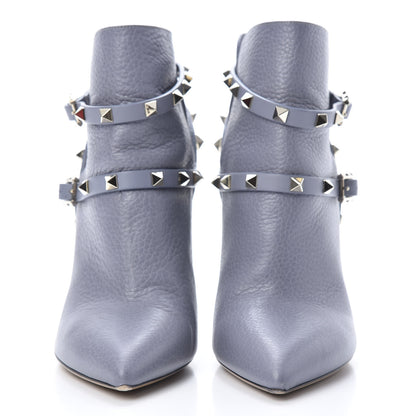 Valentino Garavani Grained Calfskin Rockstud Double Buckle 100mm Ankle Boots 39 Light Stone 2 of 13