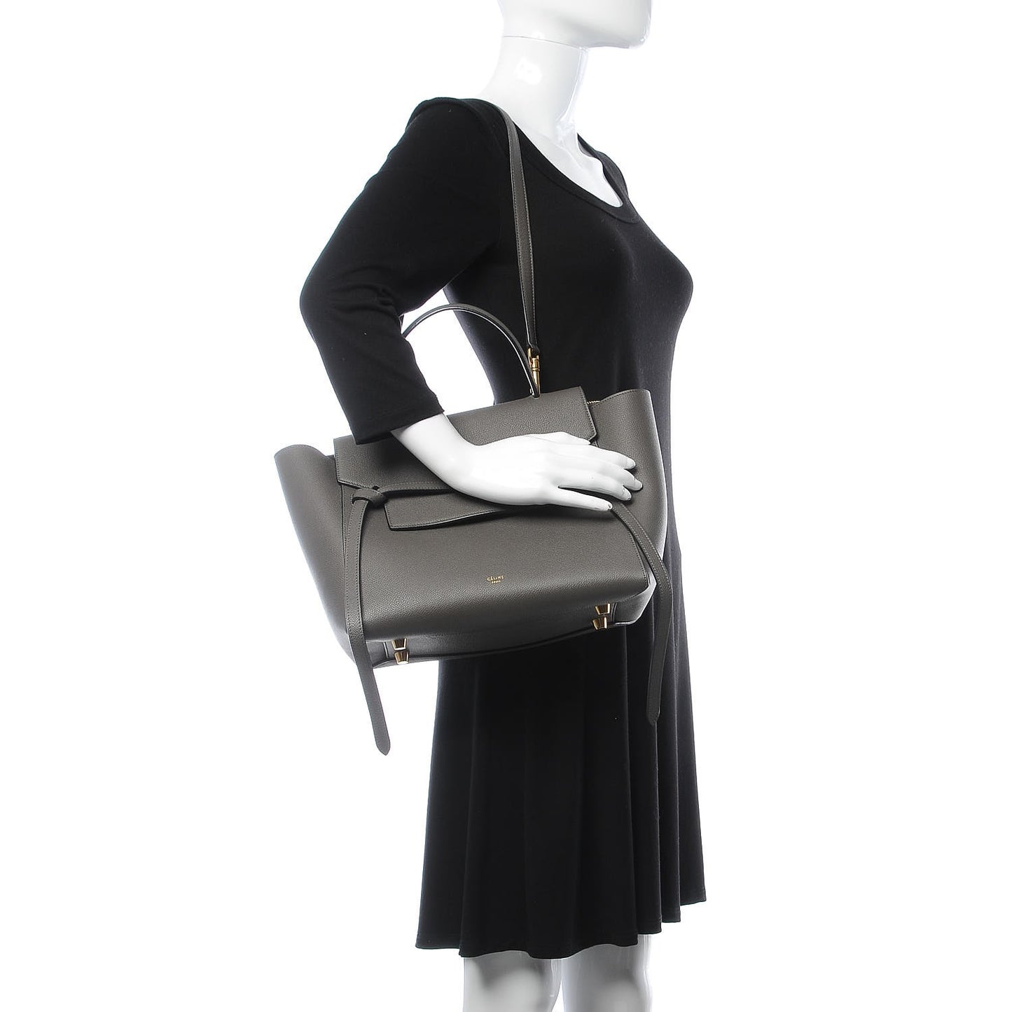 Grained Calfskin Mini Belt Bag Grey