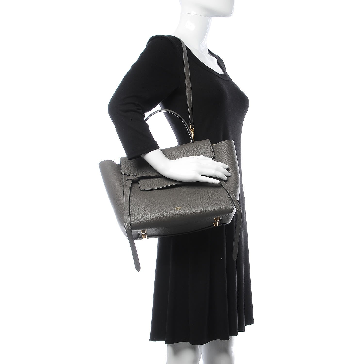 Celine Grained Calfskin Mini Belt Bag Grey 2 of 8