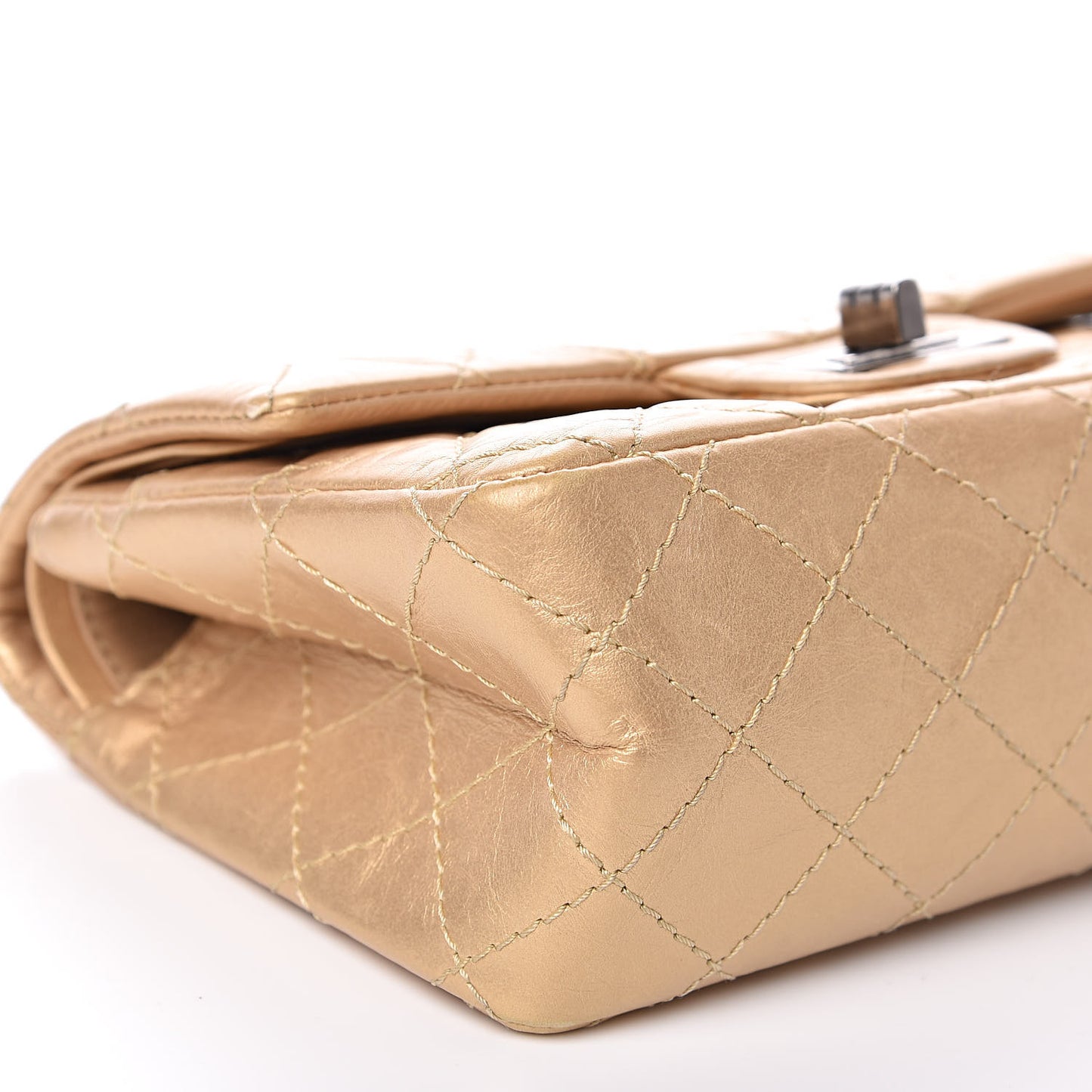 Metallic Calfskin Quilted 2.55 Reissue 224 Flap Gold