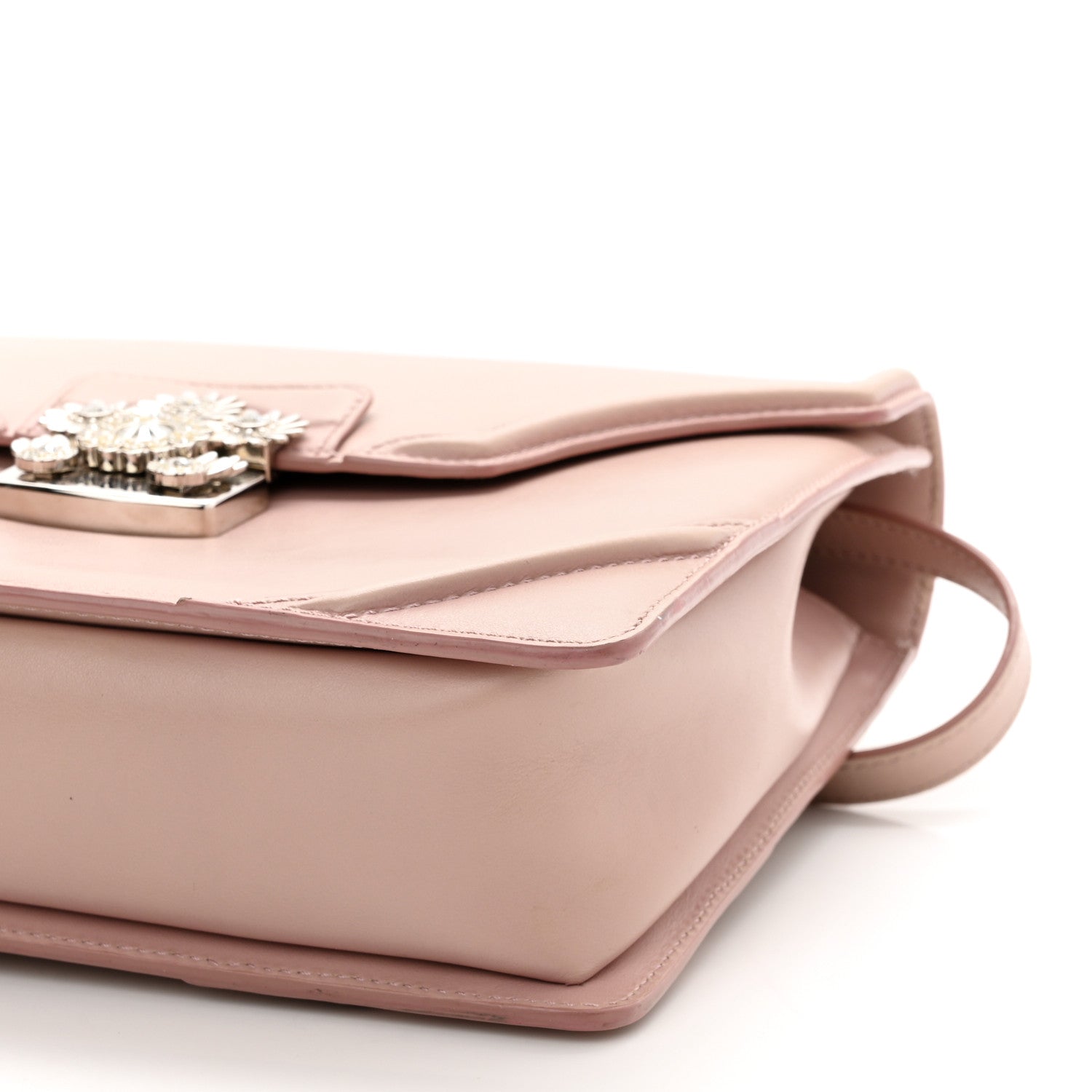 Alexander McQueen Calfskin Crystal Chain Flower Satchel Pink 9 of 12