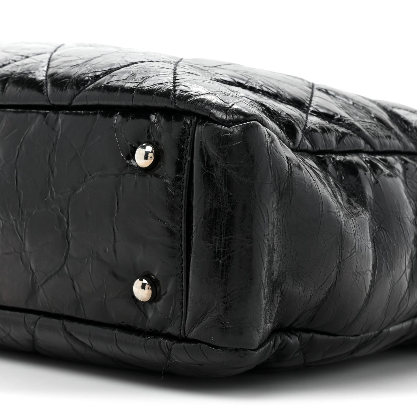 Glazed Calfskin Quilted Tweed Portobello Tote Black Red