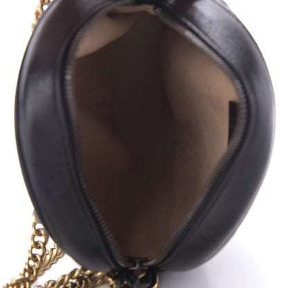 Gucci Azalea Calfskin Matelasse Heart Mini GG Marmont Round Shoulder Bag Black 5 of 9