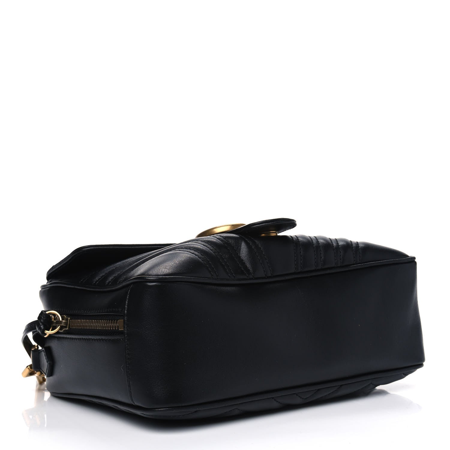 Gucci Calfskin Matelasse Sylvie Web Small GG Marmont Top Handle Shoulder Bag Black 3 of 4