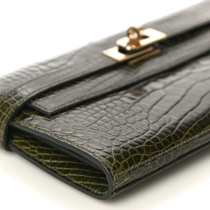 Hermes Shiny Alligator Kelly Longue Wallet Vert Veronese 9 of 11