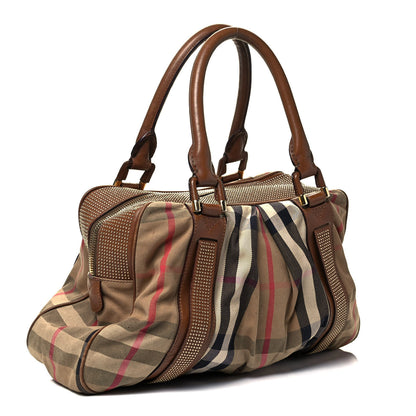 Burberry House Check Studded Knight Satchel Brown 3 of 9