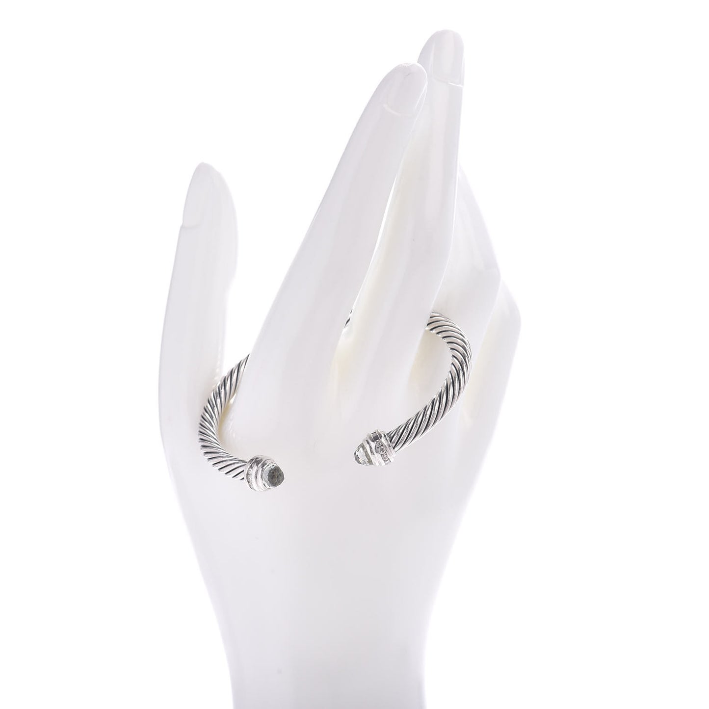 Sterling Silver Diamond Prasiolite 5mm Cable Classics Bracelet