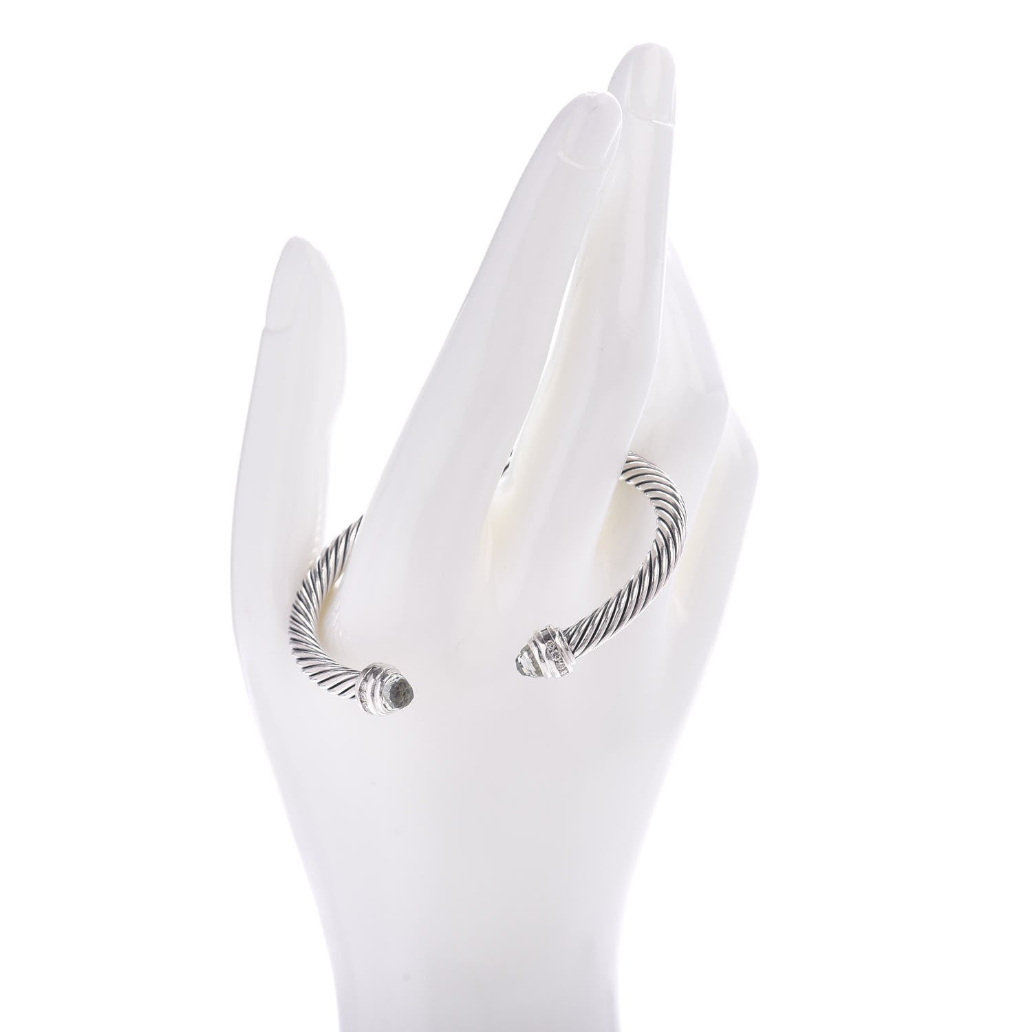 David Yurman Sterling Silver Diamond Prasiolite 5mm Cable Classics Bracelet 2 of 4