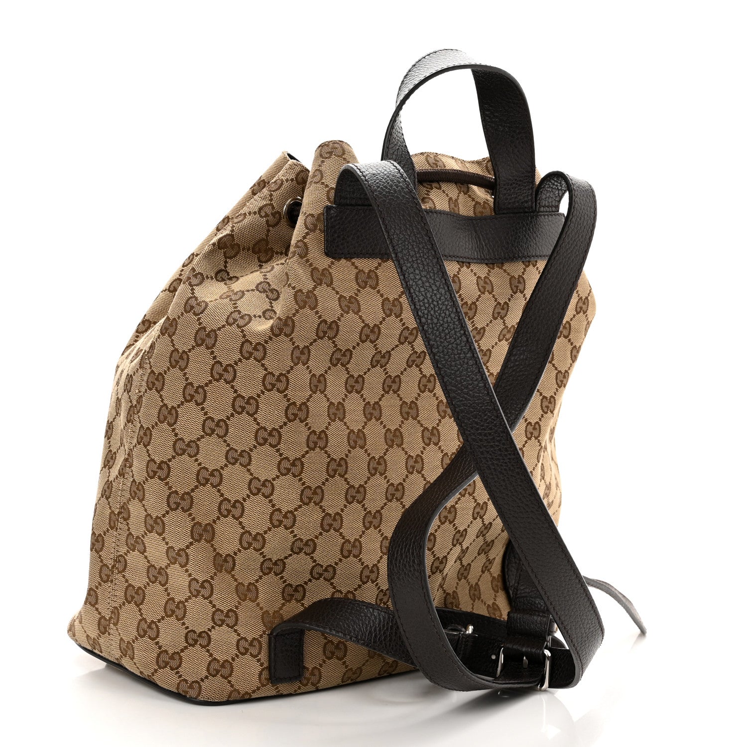 Gucci Monogram Dollar Calfskin O Drawstring Backpack Beige Ebony Testa di Moro Dark Chocolate 3 of 10