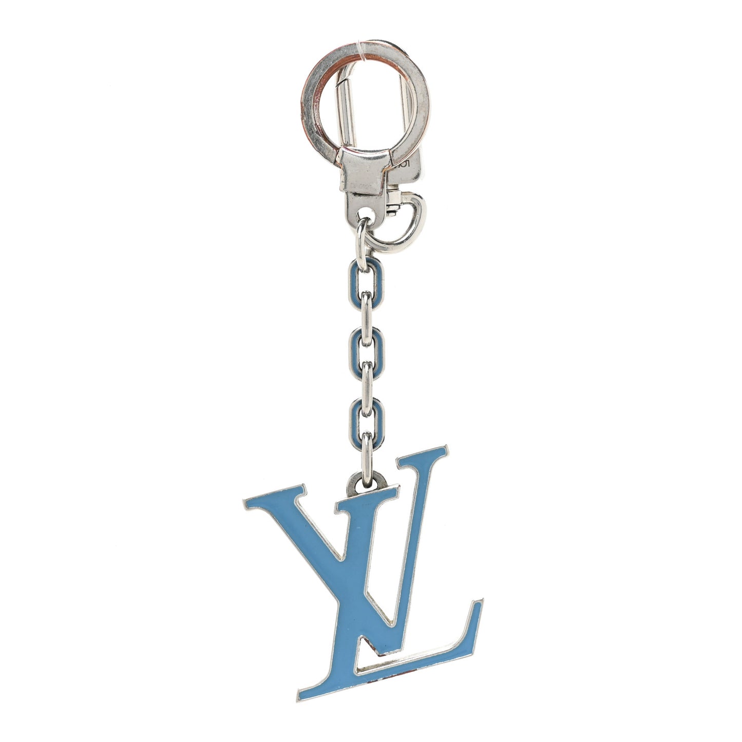 Metal Palladiium Finish Lacquer LV Initiales Bag Charm Key Holder
