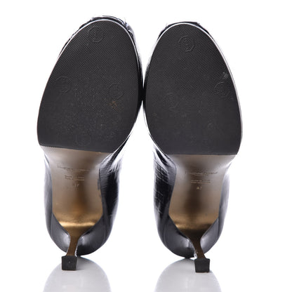 Saint Laurent Patent Crocodile Embossed Tribtoo 80 Pumps 37 Black 5 of 14