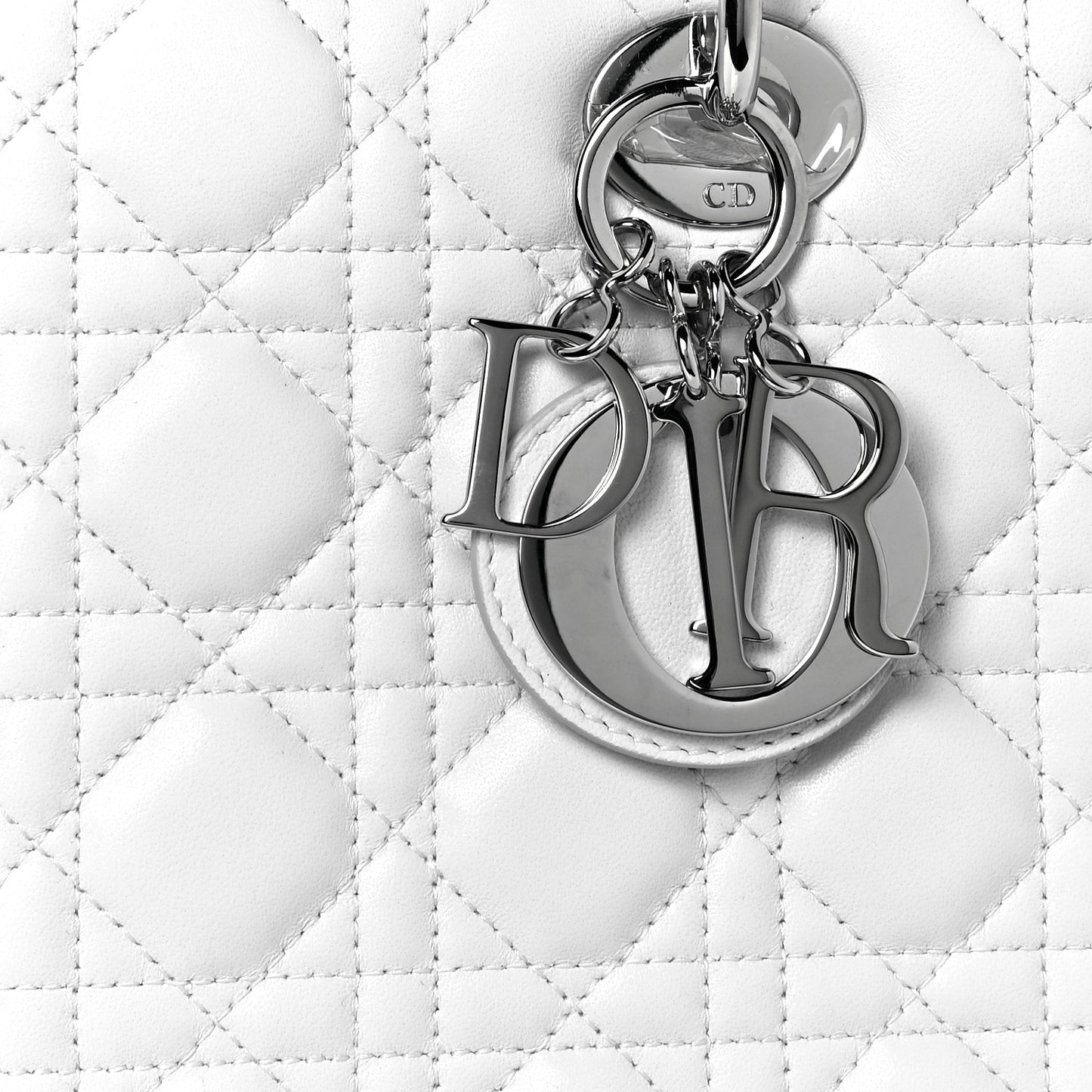 Lambskin Cannage Medium Lady Dior White