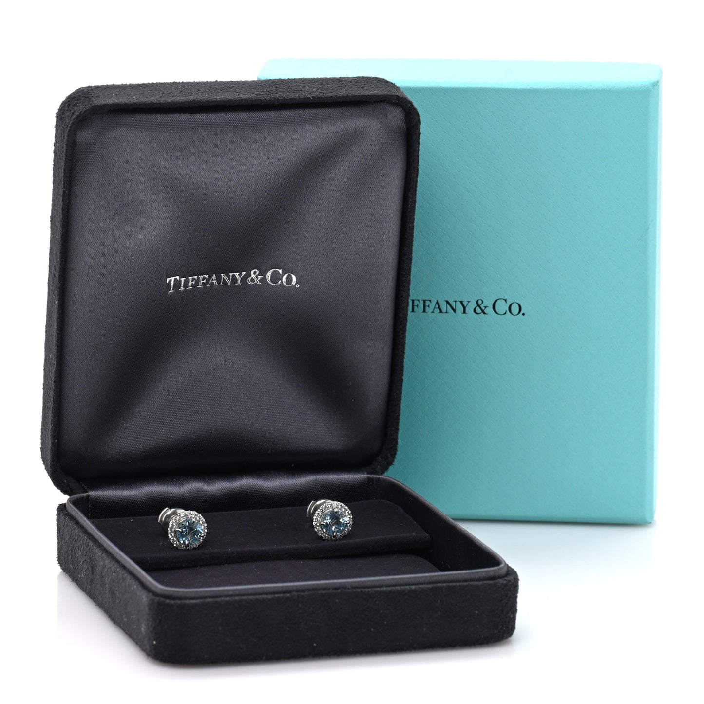 Platinum Diamond Aquamarine Soleste Earrings