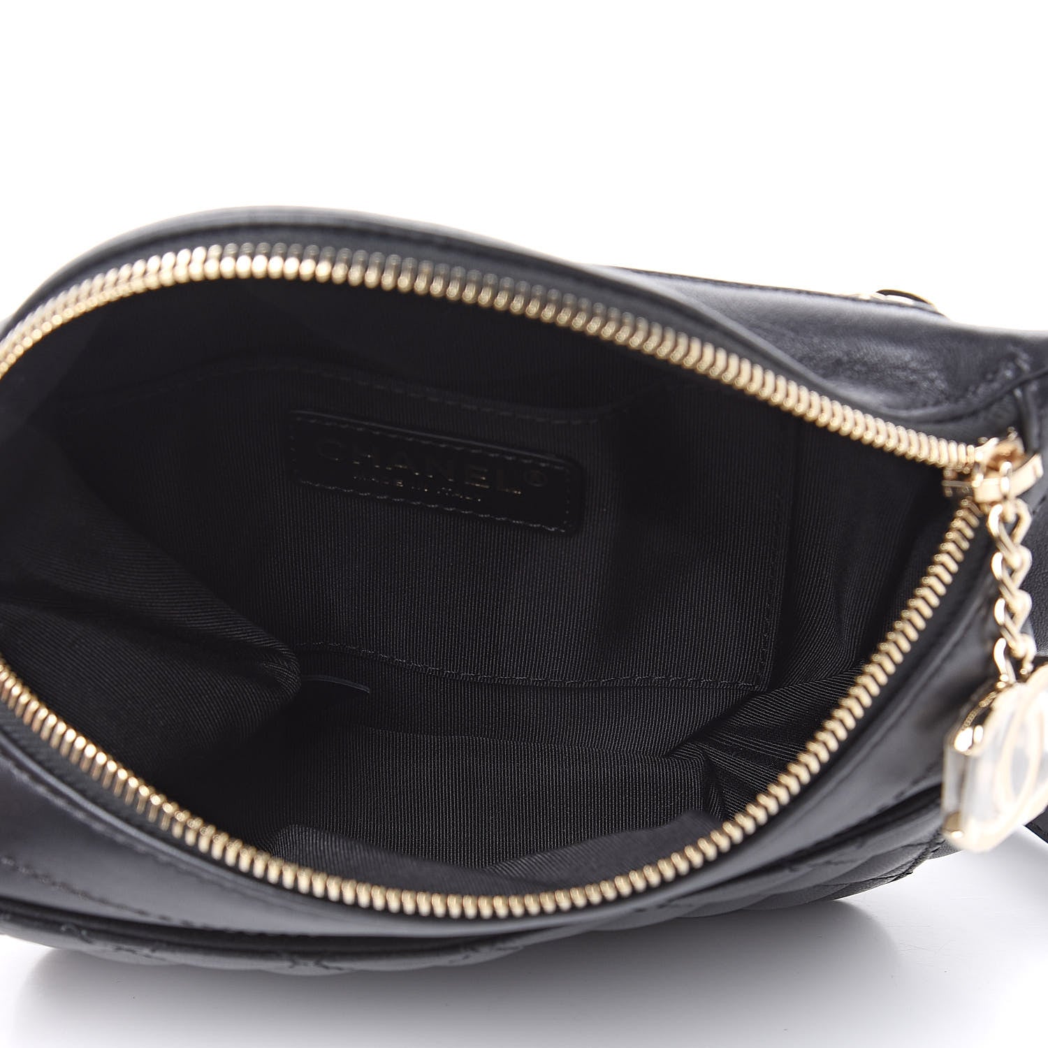 Chanel Lambskin Quilted Waist Bag Fanny Pack Black 5 of 10