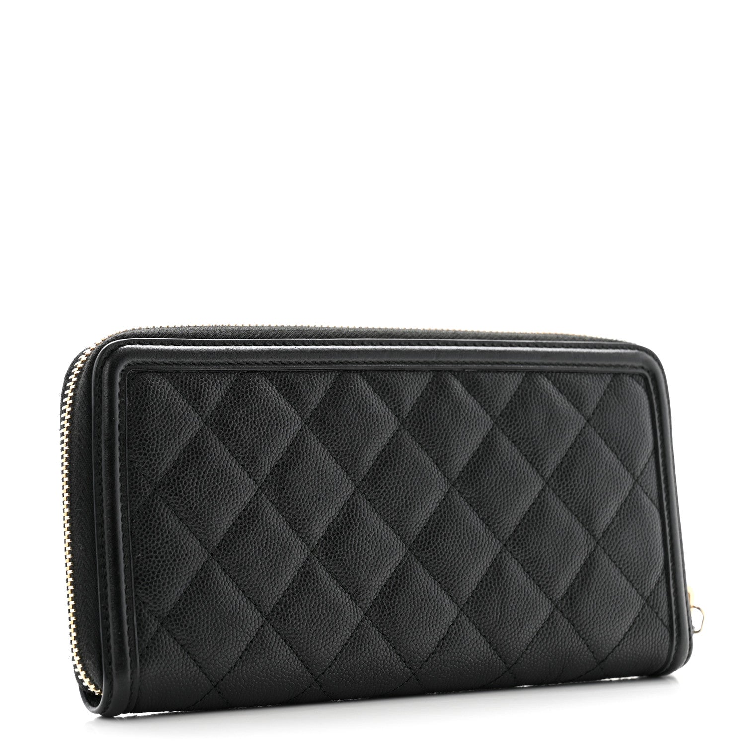 Chanel Caviar Quilted Filigree Zip Around Wallet Black 3 of 11