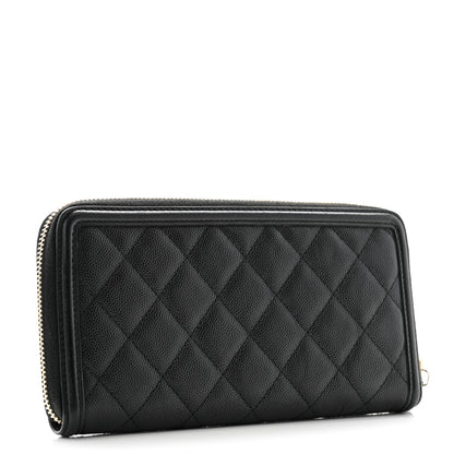 Chanel Caviar Quilted Filigree Zip Around Wallet Black 3 of 11