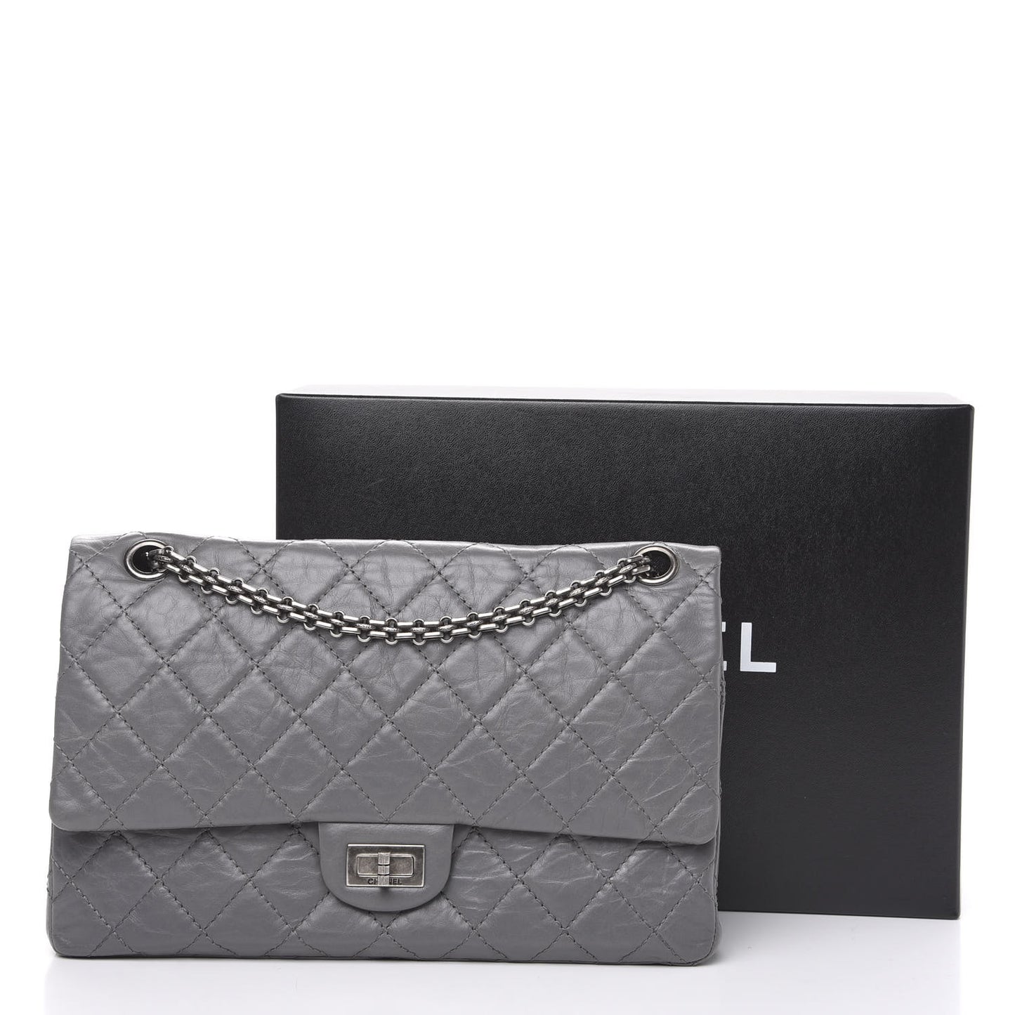 Aged Calfskin Quilted 2.55 Reissue 226 Flap Grey