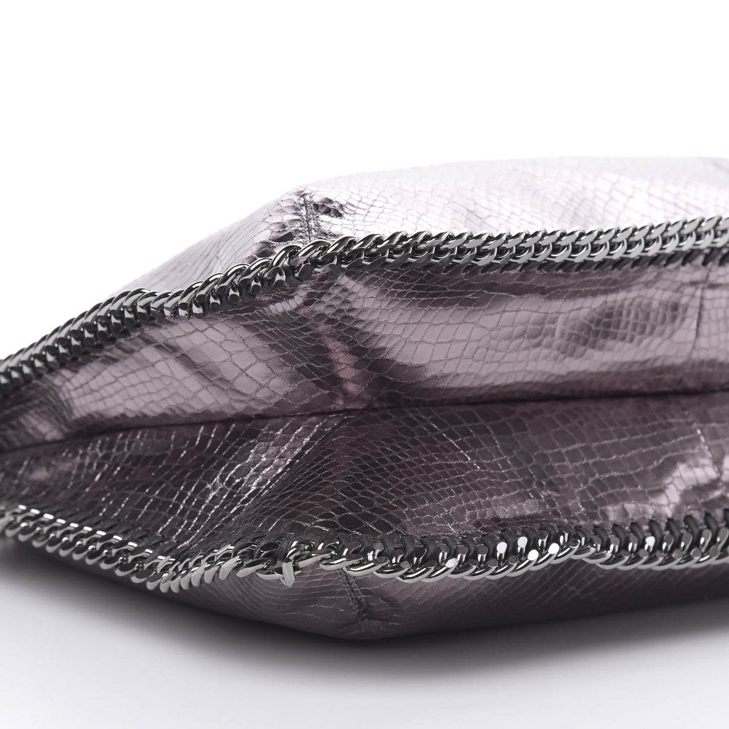 Metallic Snakeskin Print Falabella Tote Ruthenium