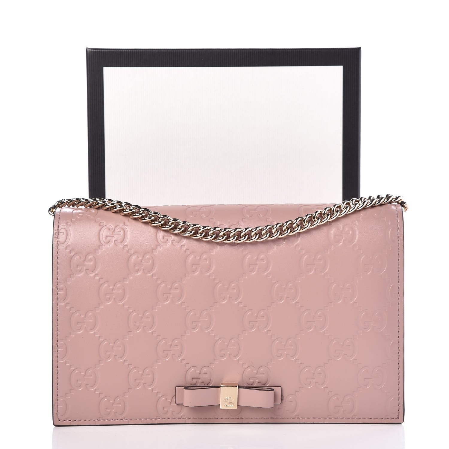Gucci Guccissima Signature Bowy Chain Wallet Dark Cipria 7 of 7