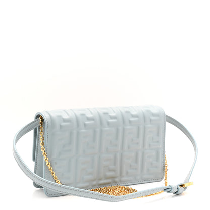 Fendi Nappa Matisse FF Embossed Wallet On Chain Baguette Anice 3 of 10